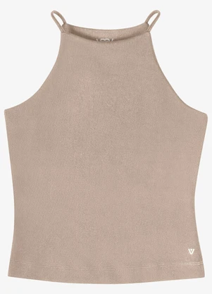 Veev - Blusa de Alça Feminina em Ribana Maxi Bege - VEEV