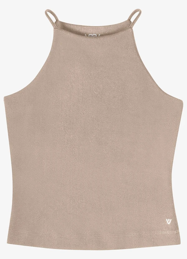 Veev - Blusa de Alça Feminina em Ribana Maxi Bege