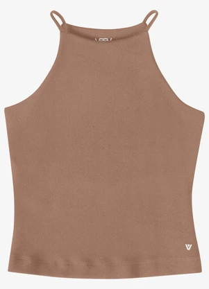 Veev - Blusa de Alça Feminina em Ribana Maxi Bege - VEEV