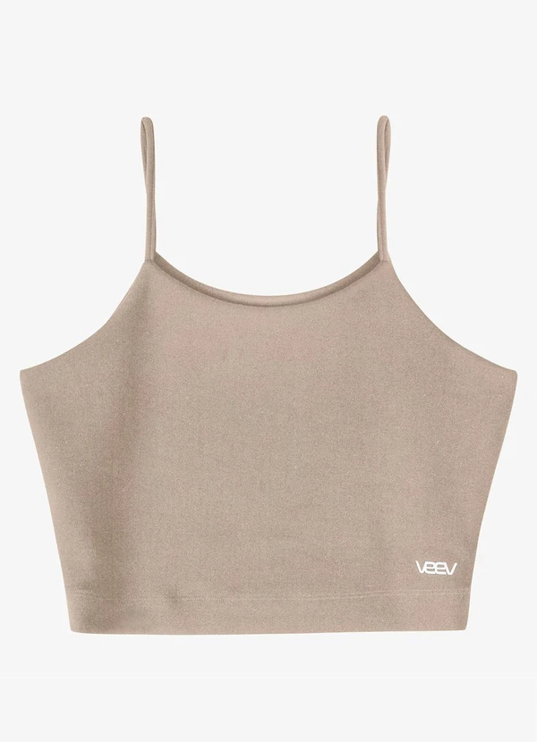 Veev - Blusa de Alça Feminina em Ribana Maxi Bege