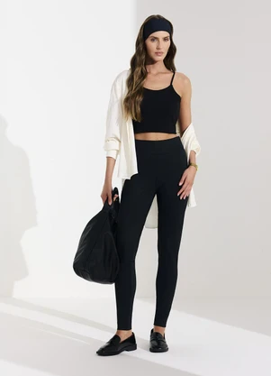 Veev - Blusa de Alça Feminina em Ribana Maxi Preto - VEEV