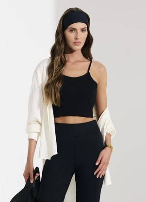 Veev - Blusa de Alça Feminina em Ribana Maxi Preto - VEEV