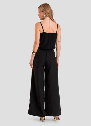 Dianna - Blusa de Alça Feminina em Tecido Acetinado Preto - DIANNA