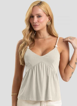 Dianna - Blusa de Alça Feminina em Tecido Visco Bege - DIANNA