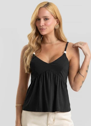 Dianna - Blusa de Alça Feminina em Tecido Visco Preto - DIANNA