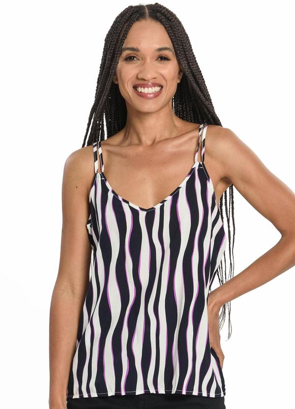 Rovitex - Blusa de Alça Feminina Estampada Azul