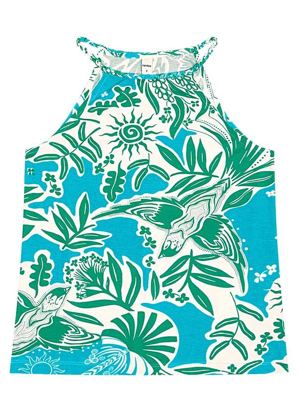 Rovitex - Blusa de Alça Feminina Estampada Azul