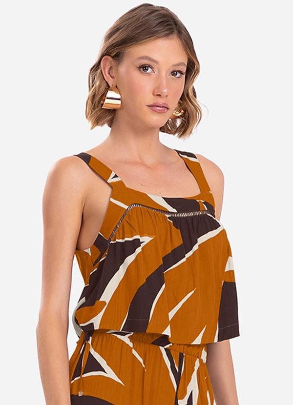 Endless - Blusa de Alça Feminina Estampada Marrom