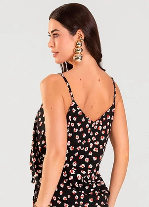 Dianna - Blusa de Alça Feminina Estampada Preto - DIANNA