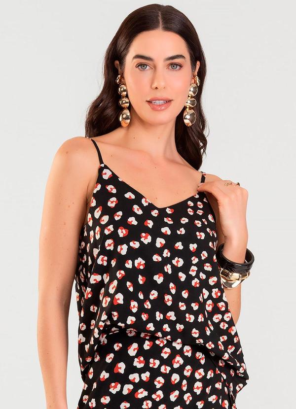 Dianna - Blusa de Alça Feminina Estampada Preto