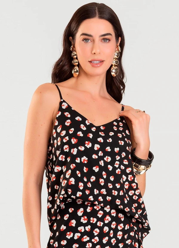 Dianna - Blusa de Alça Feminina Estampada Preto