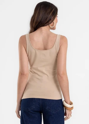 Rovitex - Blusa de Alça Feminina Justa em Cotton Bege - ROVITEX