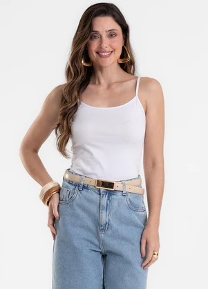 Rovitex - Blusa de Alça Feminina Justa em Cotton Branco - ROVITEX