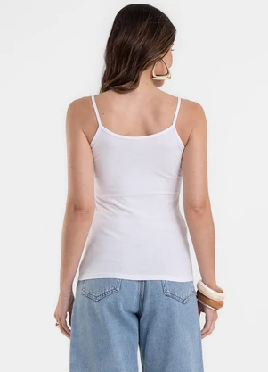 Rovitex - Blusa de Alça Feminina Justa em Cotton Branco - ROVITEX
