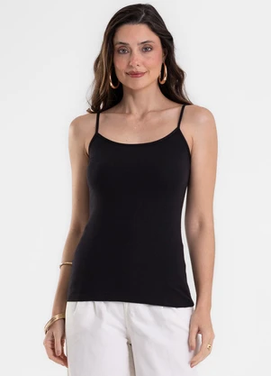 Rovitex - Blusa de Alça Feminina Justa em Cotton Preto - ROVITEX