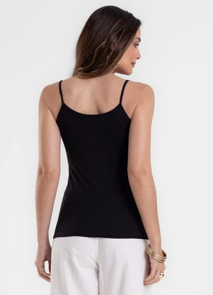 Rovitex - Blusa de Alça Feminina Justa em Cotton Preto - ROVITEX