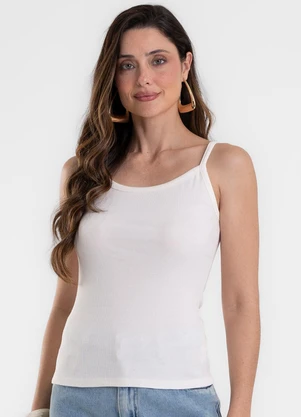 Rovitex - Blusa de Alça Feminina Justa em Ribana Bege - ROVITEX