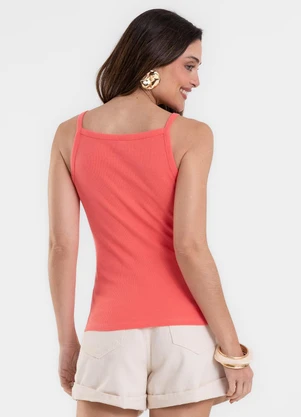 Rovitex - Blusa de Alça Feminina Justa em Ribana Laranja - ROVITEX