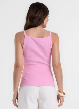Rovitex - Blusa de Alça Feminina Justa em Ribana Rosa - ROVITEX
