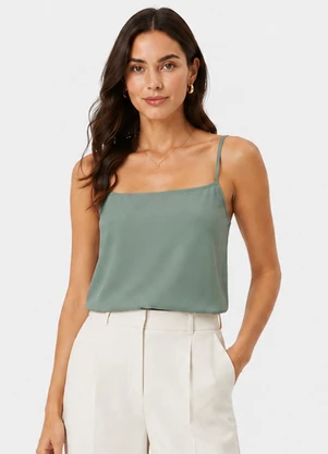 Infinita Cor - Blusa de Alça Feminina Malha Chanty Verde - INFINITA COR