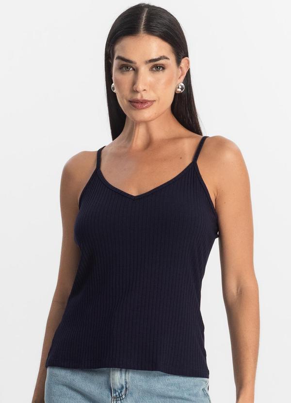 Rovitex - Blusa de Alça Feminina Ribana Canelada Azul 1