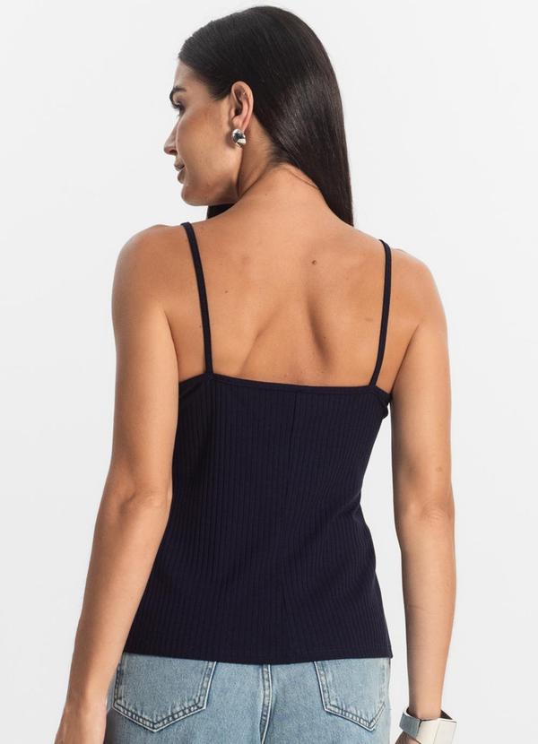 Rovitex - Blusa de Alça Feminina Ribana Canelada Azul 2