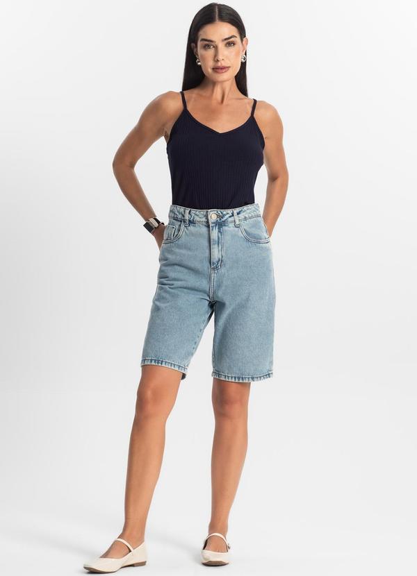 Rovitex - Blusa de Alça Feminina Ribana Canelada Azul 3