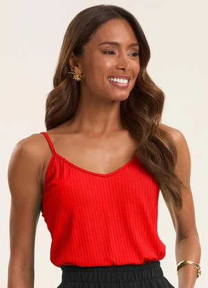 Rovitex - Blusa de Alça Feminina Ribana Canelada Laranja - ROVITEX