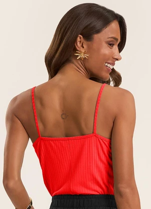 Rovitex - Blusa de Alça Feminina Ribana Canelada Laranja - ROVITEX