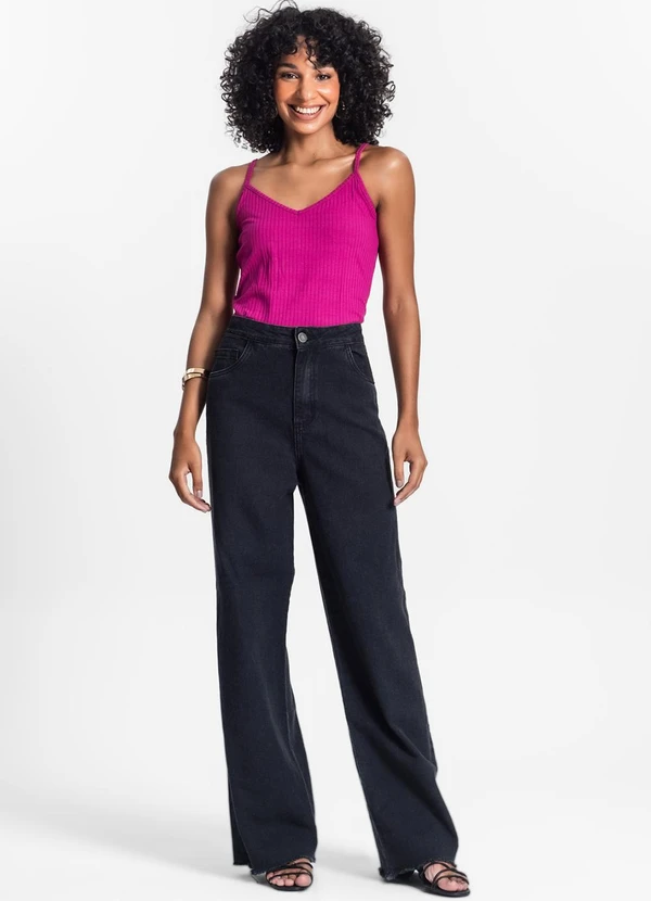 Rovitex - Blusa de Alça Feminina Ribana Canelada Roxo 3