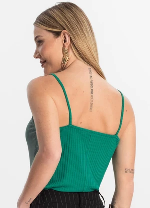 Rovitex - Blusa de Alça Feminina Ribana Canelada Verde - ROVITEX