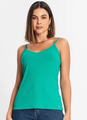Rovitex - Blusa de Alça Feminina Ribana Canelada Verde - ROVITEX