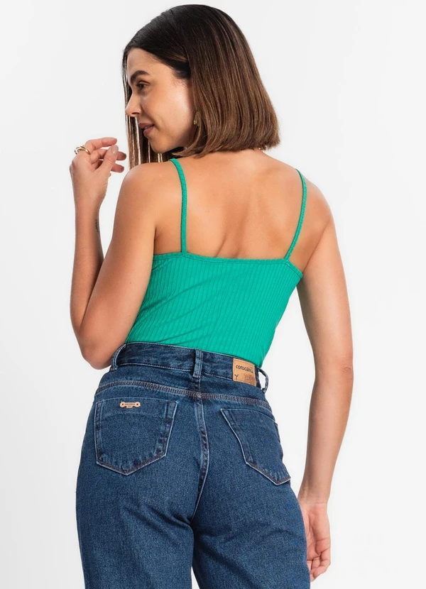 Rovitex - Blusa de Alça Feminina Ribana Canelada Verde 2