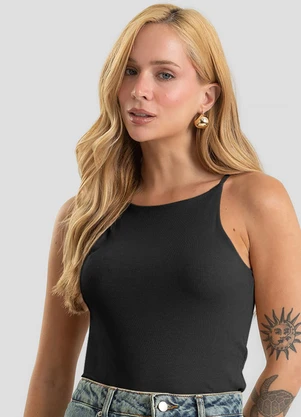 Dianna - Blusa de Alça Feminina Ribana Preto - DIANNA