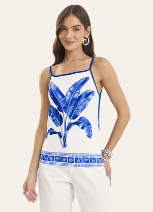 Rovitex - Blusa de Alça Feminina Ribana Viscose Azul - ROVITEX