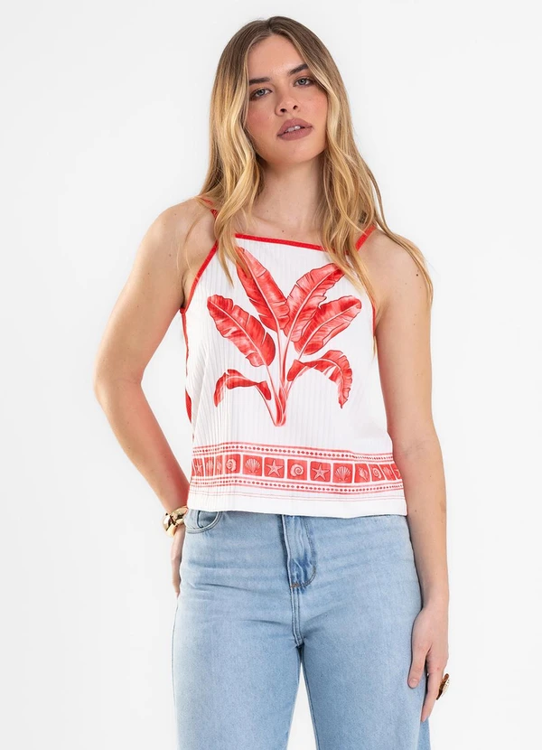 Rovitex - Blusa de Alça Feminina Ribana Viscose Vermelho