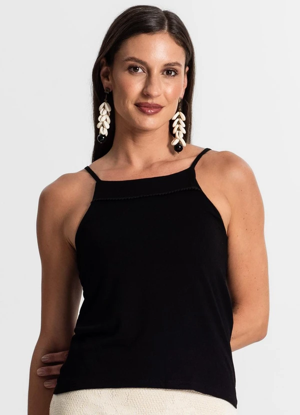 Rovitex - Blusa de Alça Feminina Preto 2