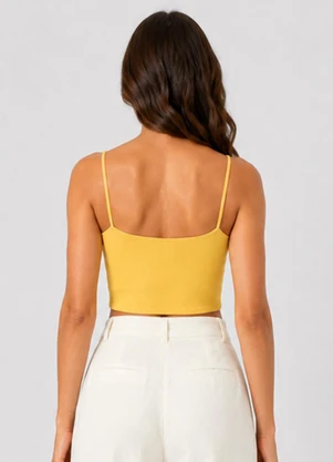 Infinita Cor - Blusa de Alça Feminina Tecido Henera Amarelo - INFINITA COR