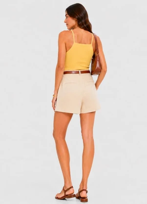 Infinita Cor - Blusa de Alça Feminina Tecido Henera Amarelo - INFINITA COR