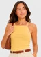 Infinita Cor - Blusa de Alça Feminina Tecido Henera Branco - variação: Amarelo