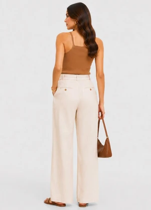 Infinita Cor - Blusa de Alça Feminina Tecido Henera Bege - INFINITA COR