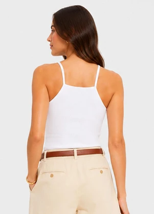 Infinita Cor - Blusa de Alça Feminina Tecido Henera Branco - INFINITA COR