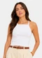 Infinita Cor - Blusa de Alça Feminina Tecido Henera Branco - variação: Branco