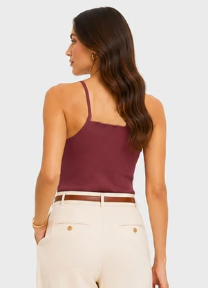 Infinita Cor - Blusa de Alça Feminina Tecido Henera Marrom - INFINITA COR