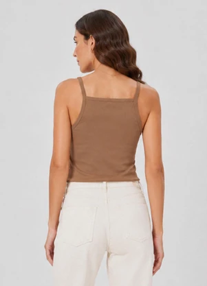 Infinita Cor - Blusa de Alça Feminina Tecido Henera Marrom - INFINITA COR