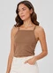 Infinita Cor - Blusa de Alça Feminina Tecido Henera Branco - variação: Marrom