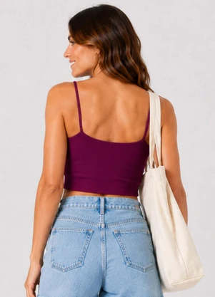 Infinita Cor - Blusa de Alça Feminina Tecido Henera Roxo - INFINITA COR