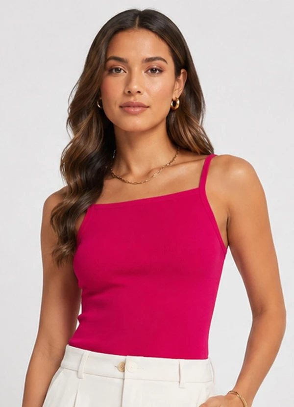 Infinita Cor - Blusa de Alça Feminina Tecido Henera Vermelho