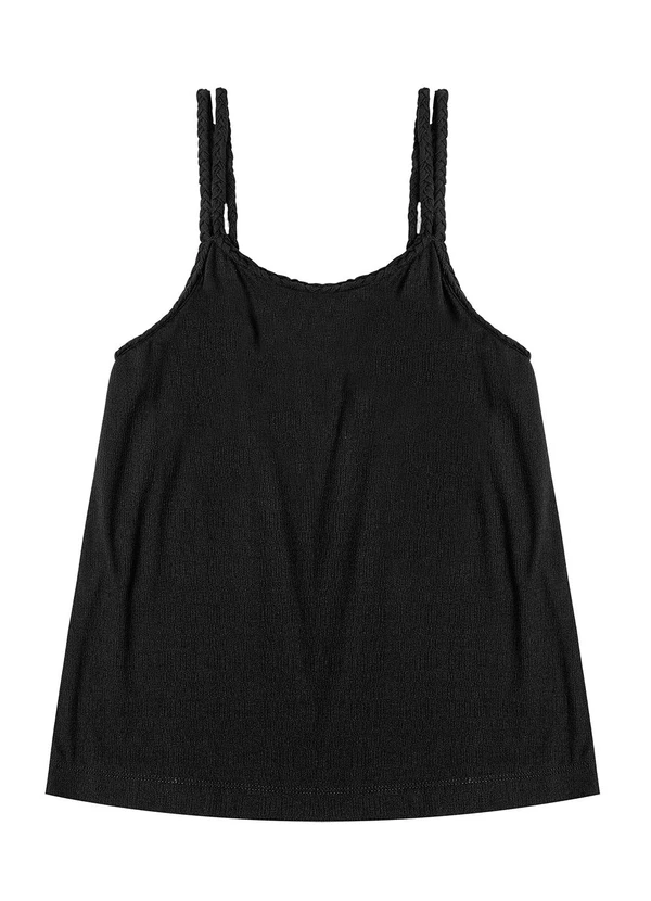 Endless - Blusa de Alça Feminina Visco Maquinetada Preto 3