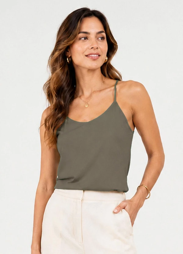 Infinita Cor - Blusa de Alça Feminina Visco Premiere Verde